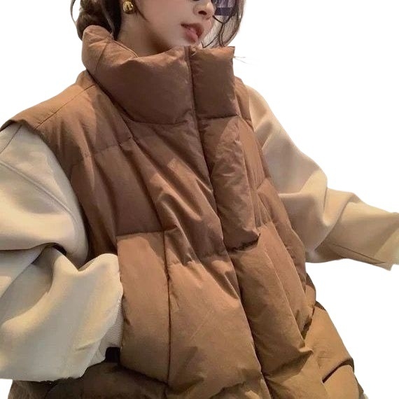 Női pehelyes mellény, vastag dizájn, álló gallér, ultra rövid hossz, fehér kacsapelyhes töltet 81–85%