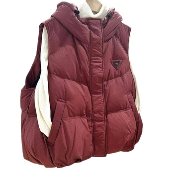 Ženski kapuljačasti prsluk s punjenjem od chenille i elastana, duga verzija, polo ovratnik, prednje vezanje šnurem