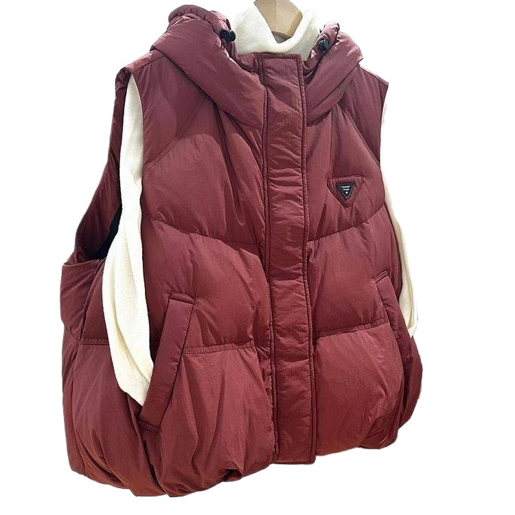 Ženski kapuljačasti prsluk s punjenjem od chenille i elastana, duga verzija, polo ovratnik, prednje vezanje šnurem