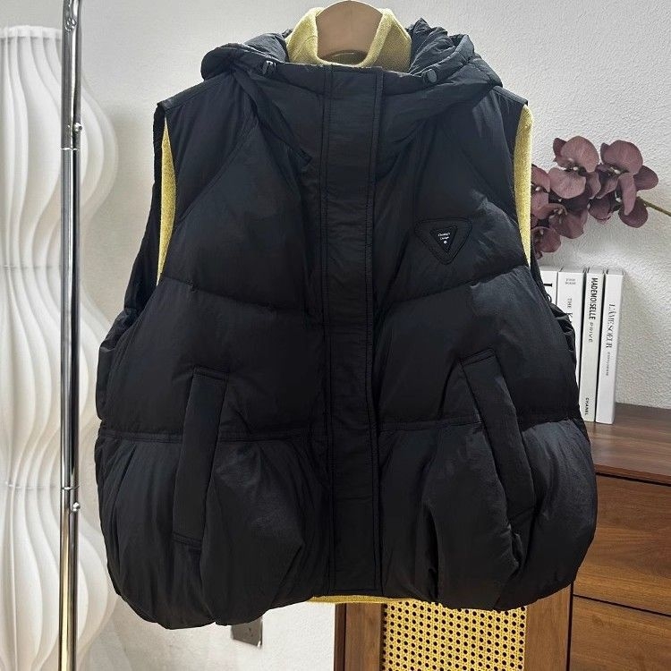 Ženski kapuljačasti prsluk s punjenjem od chenille i elastana, duga verzija, polo ovratnik, prednje vezanje šnurem