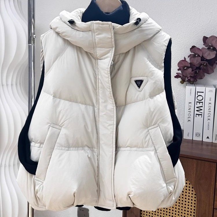 Ženski kapuljačasti prsluk s punjenjem od chenille i elastana, duga verzija, polo ovratnik, prednje vezanje šnurem