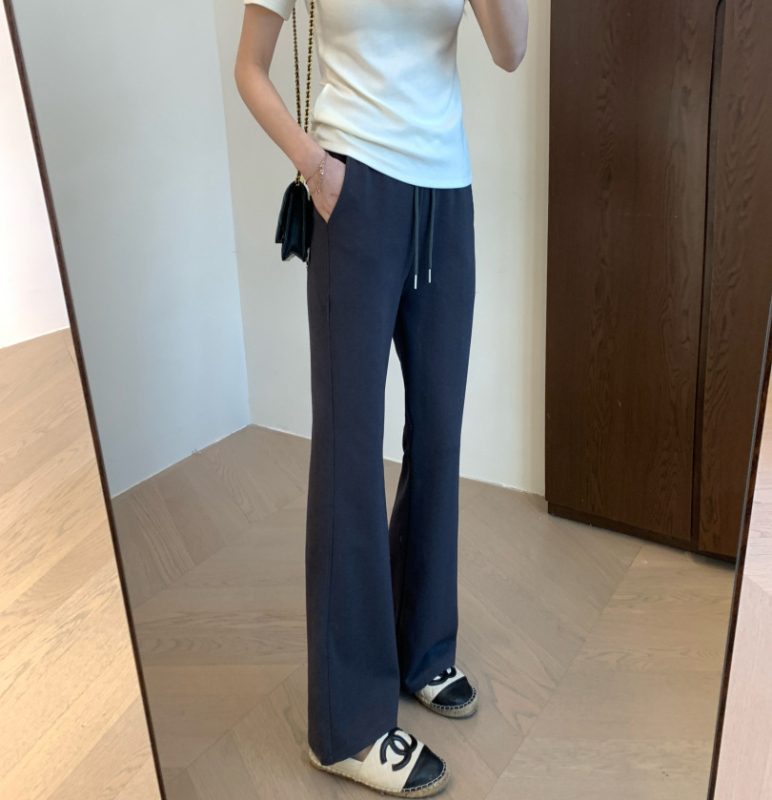 Casual φαρδιά παντελόνια με φαρδιά καμπάνα και ελαστική μέση – πλεκτό μείγμα βαμβάκι-πολυεστέρα-ελαστάν, φθινόπωρο 2025