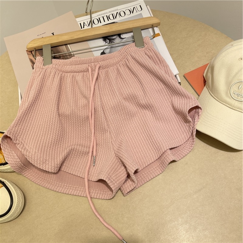 Ženske sportske šorceve, visok pojas, labav kroj, široke nogavice, poliester (90–95%), ljeto 2024