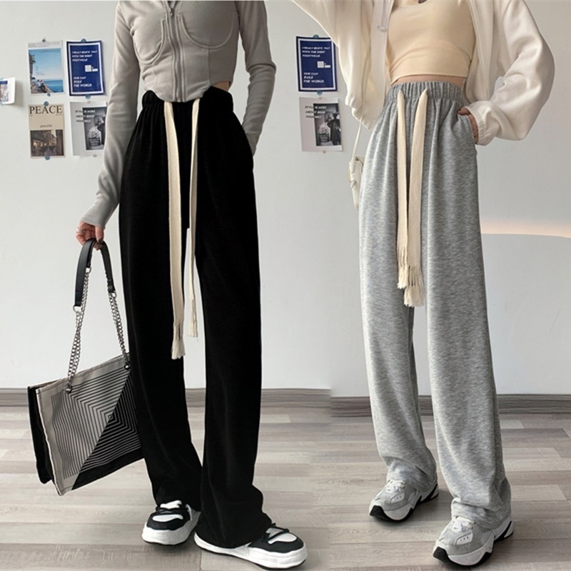 Pantaloni casual dama din poliester, croială largă (Material: poliester; Compoziție: 95%+; Croială: largă; Talie: liberă; Grosime: subțire)