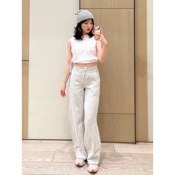 Női pamut sportnadrág széles szárú, középmagas derekú, fleece bélés, őszi 2025