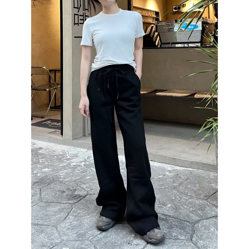 Női pamut sportnadrág széles szárú, középmagas derekú, fleece bélés, őszi 2025