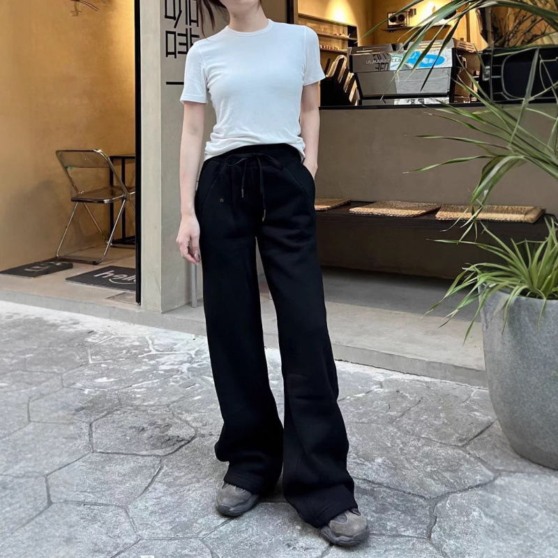 Női pamut sportnadrág széles szárú, középmagas derekú, fleece bélés, őszi 2025