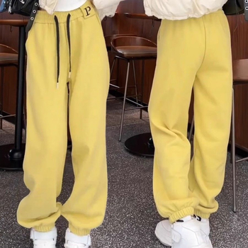 Ženske zimske trenirke s fleec podstavom, visokim strukom, ležernog kroja, haremski jogger stil