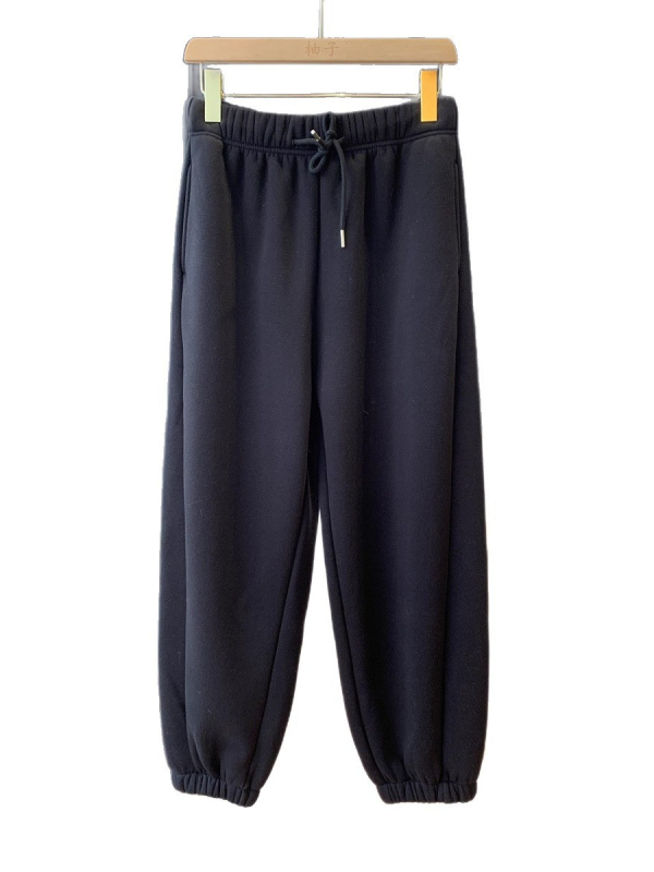 Дамски дебели джогър панталони, памук-полиестер смес, висока талия с ластик, дължина 9/10, ежедневен стил — Зима 2025