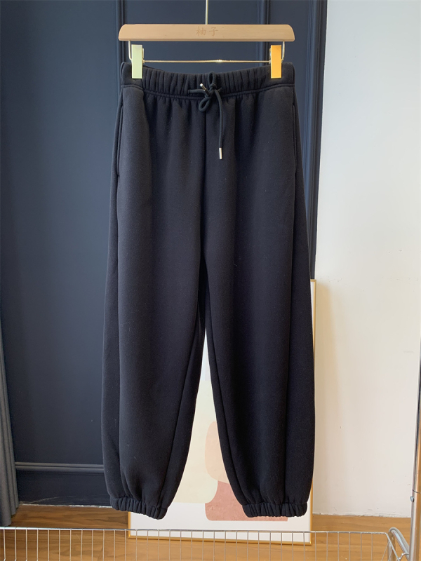 Дамски дебели джогър панталони, памук-полиестер смес, висока талия с ластик, дължина 9/10, ежедневен стил — Зима 2025