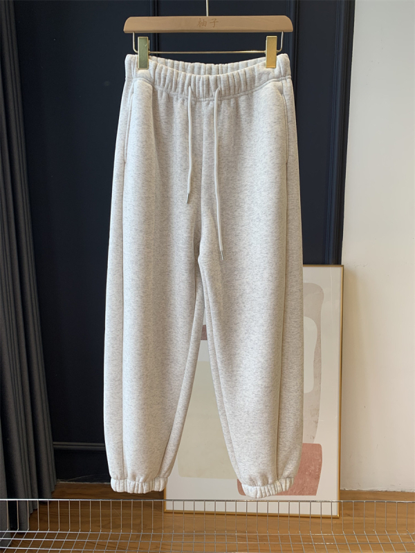 Дамски дебели джогър панталони, памук-полиестер смес, висока талия с ластик, дължина 9/10, ежедневен стил — Зима 2025