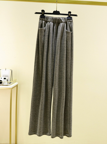 Pantaloni casual pentru femei, drepți, talie înaltă, amestec poliester-viscoză, grosime medie, stil Japonia-Korea lejer