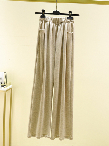 Pantaloni casual pentru femei, drepți, talie înaltă, amestec poliester-viscoză, grosime medie, stil Japonia-Korea lejer