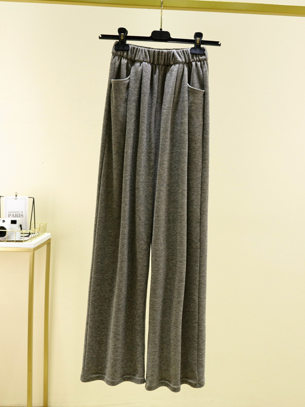 Pantaloni casual pentru femei, drepți, talie înaltă, amestec poliester-viscoză, grosime medie, stil Japonia-Korea lejer