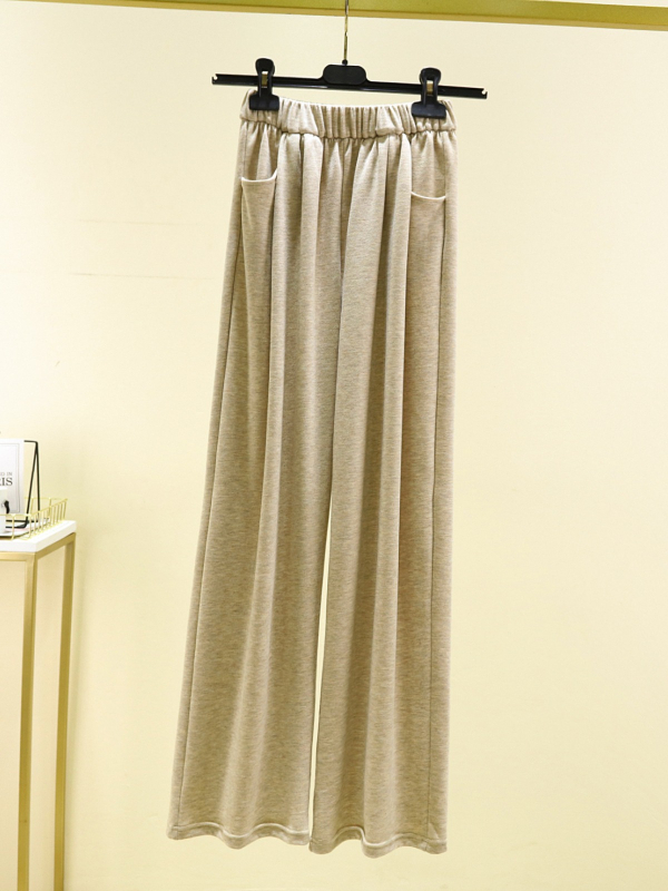 Pantaloni casual pentru femei, drepți, talie înaltă, amestec poliester-viscoză, grosime medie, stil Japonia-Korea lejer