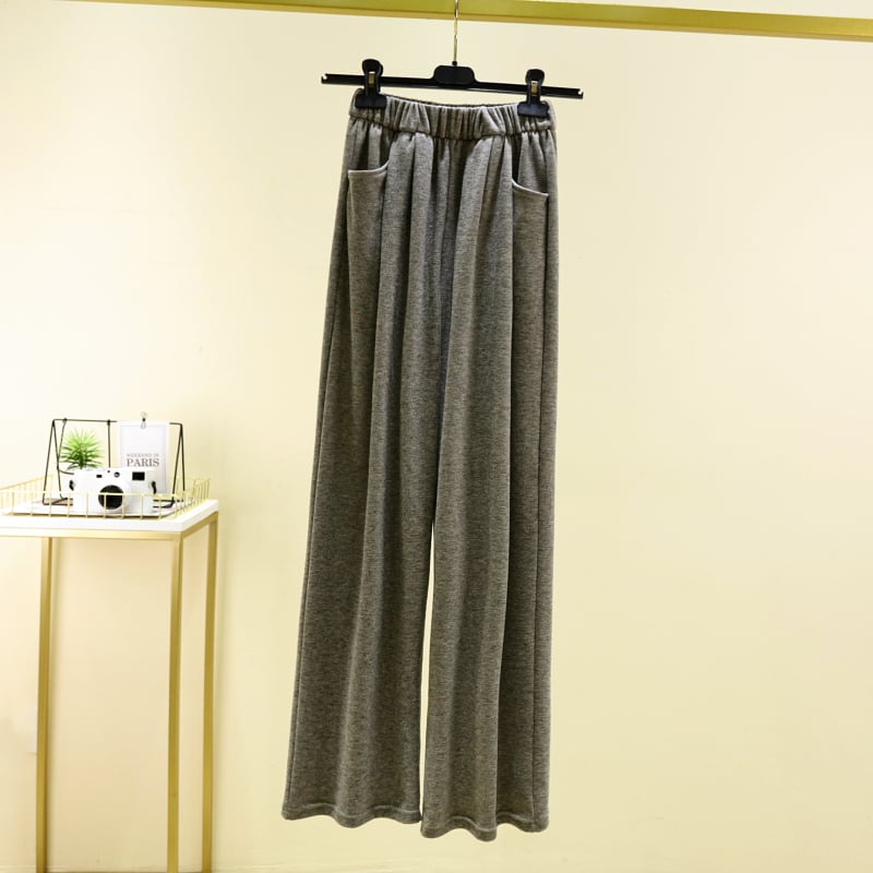 Pantaloni casual pentru femei, drepți, talie înaltă, amestec poliester-viscoză, grosime medie, stil Japonia-Korea lejer