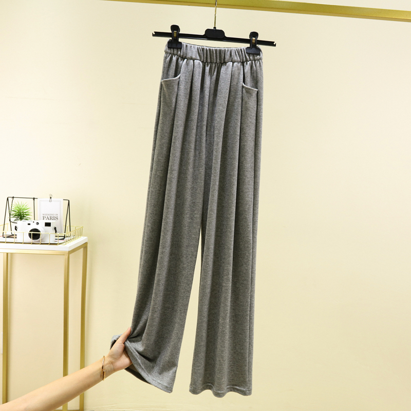 Pantaloni casual pentru femei, drepți, talie înaltă, amestec poliester-viscoză, grosime medie, stil Japonia-Korea lejer