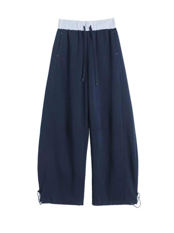 Pantaloni casual largi pentru femei, talie înaltă, căptuți groși de fleece, din material din bumbac-poliester, stil scimitar, toamnă-iarnă 2025