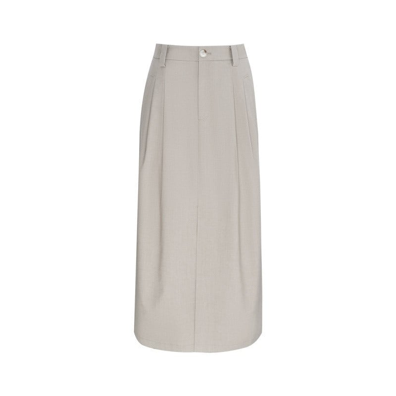 Set vestă fără mâneci și fustă midi din TR țesătură, cusături diagonale, talie definită; Vară 2025; poliester 95%+ și spandex
