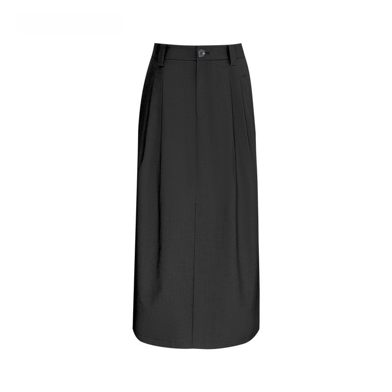 Set vestă fără mâneci și fustă midi din TR țesătură, cusături diagonale, talie definită; Vară 2025; poliester 95%+ și spandex