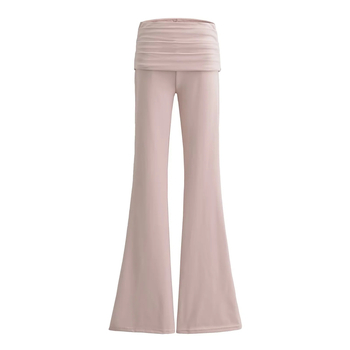 Colanți femei talie înaltă, micro-flare pentru yoga, material nylon-spandex (50–70% nylon, <30% spandex), Vară 2024, Finisaj anti-șifonare