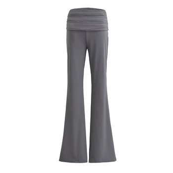 Colanți femei talie înaltă, micro-flare pentru yoga, material nylon-spandex (50–70% nylon, <30% spandex), Vară 2024, Finisaj anti-șifonare
