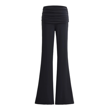 Colanți femei talie înaltă, micro-flare pentru yoga, material nylon-spandex (50–70% nylon, <30% spandex), Vară 2024, Finisaj anti-șifonare