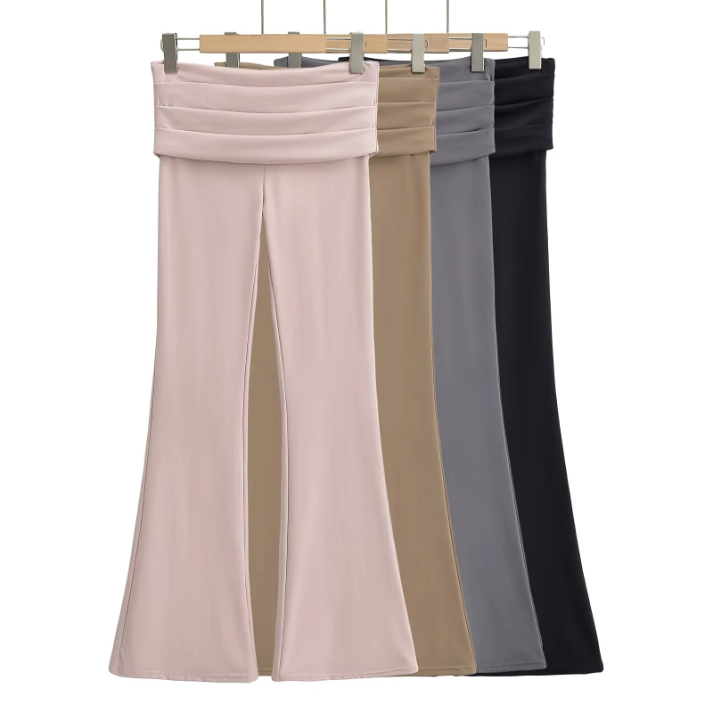 Colanți femei talie înaltă, micro-flare pentru yoga, material nylon-spandex (50–70% nylon, <30% spandex), Vară 2024, Finisaj anti-șifonare