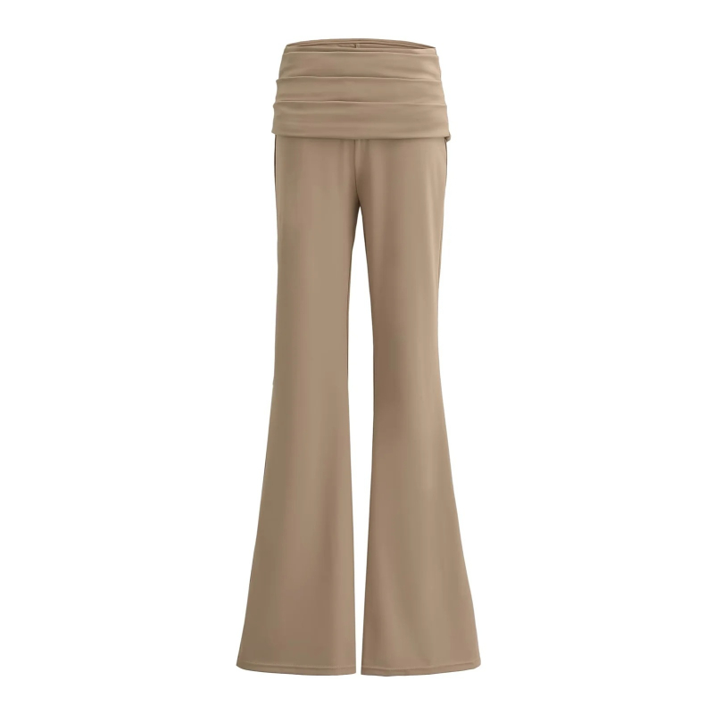 Colanți femei talie înaltă, micro-flare pentru yoga, material nylon-spandex (50–70% nylon, <30% spandex), Vară 2024, Finisaj anti-șifonare