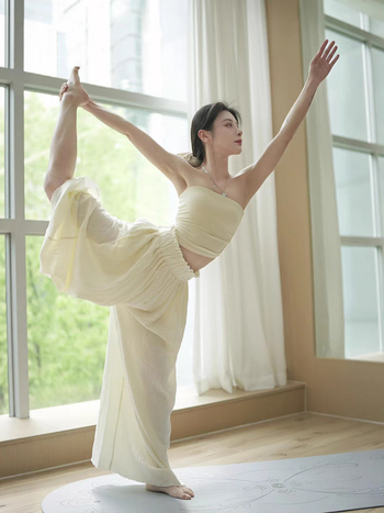 Pantaloni de yoga pentru femei, talie înaltă, croială dreaptă, dublu strat de bumbac gaz, ușori