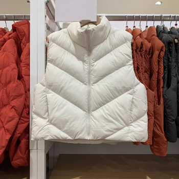 URAZ Vestă fără mâneci pentru femei cu guler înălțat, croială scurtă, material Rayon, Toamna 2025
