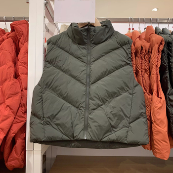 URAZ Vestă fără mâneci pentru femei cu guler înălțat, croială scurtă, material Rayon, Toamna 2025
