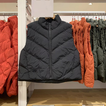 URAZ Vestă fără mâneci pentru femei cu guler înălțat, croială scurtă, material Rayon, Toamna 2025