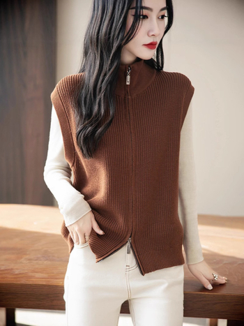 Pamukasta vest s patentom, poluglava ovratnik, 95% pamuk, normalna duljina 50–65 cm
