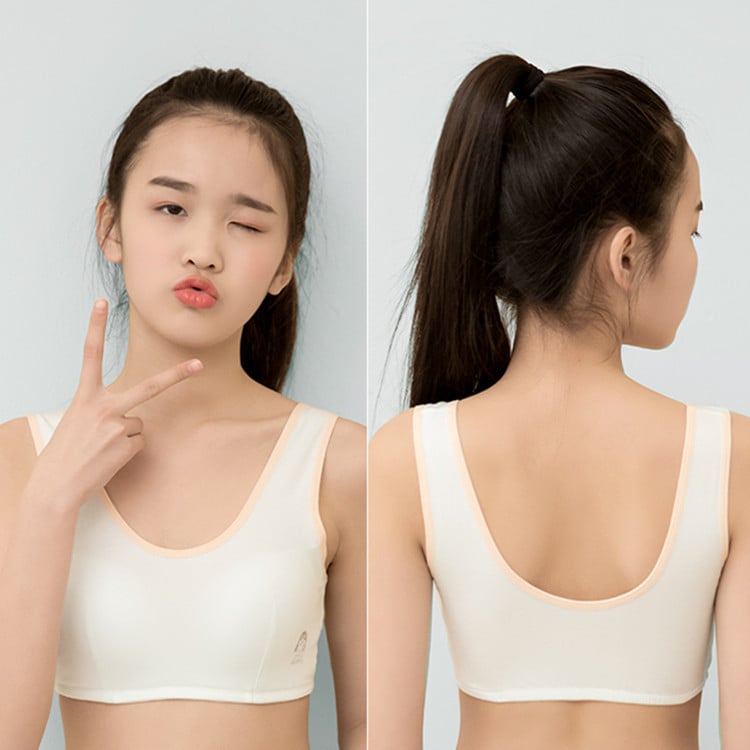 Бюстгальтер за тийнейджъри 13–18 г., 3/4 чашка с фиксирана формова чашка, основна материя найлон, подплата памук, презрамки фиксирани двойни, дишащо и удобно
