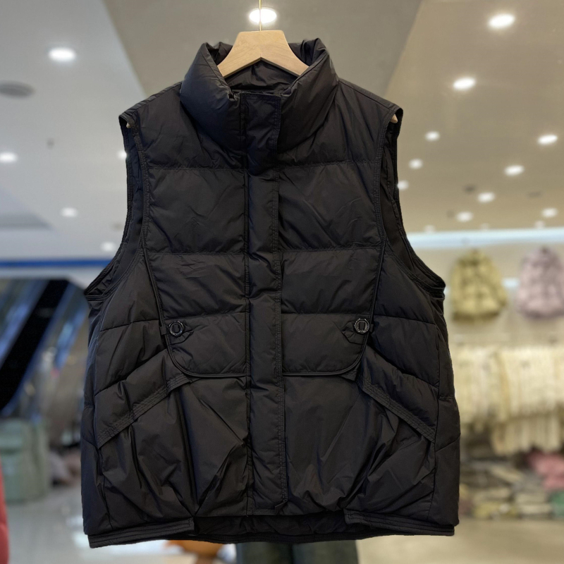 Sieviešu poliestera veste ar pūka un kokvilnas pildījumu, stāvošā apkakle, rāvējslēdzējs, brīvs piegriezums, ziemas 2025, ikdienas stils