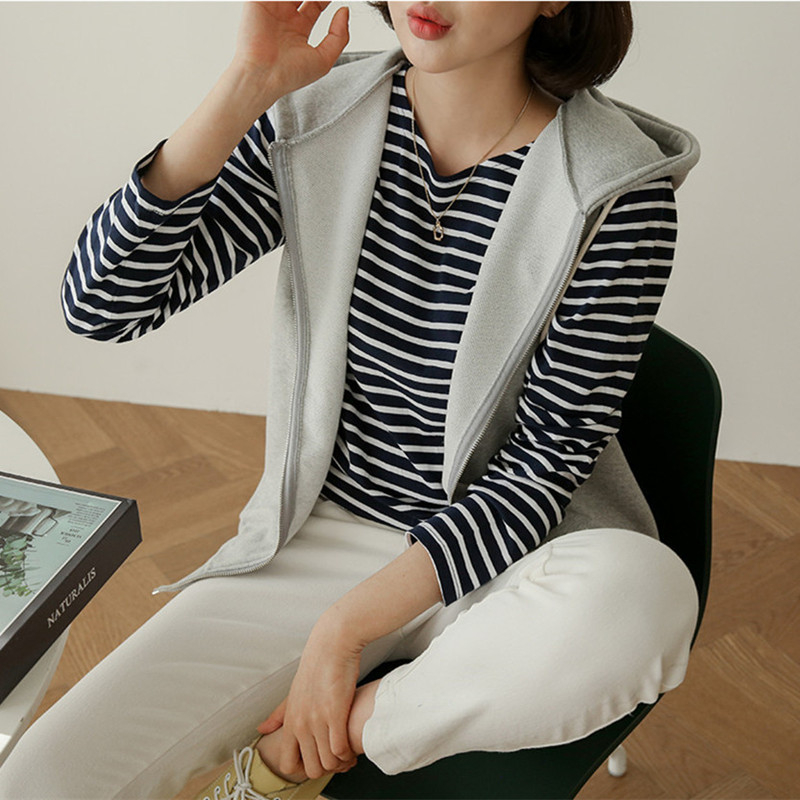 Leville vestă fără mâneci cu glugă pentru femei – stil leisure japonez/koreean, compoziție principală a materialului 30–50%