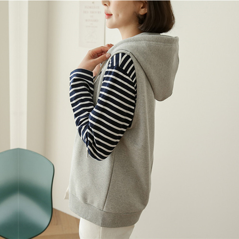 Leville vestă fără mâneci cu glugă pentru femei – stil leisure japonez/koreean, compoziție principală a materialului 30–50%