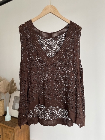 Vestă tricotată pentru femei cu decolteu în V, 95% bumbac, model floral, croi lejer