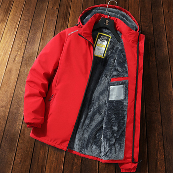 Férfi pamut-párnázott dzseki kapucnival, bélés len, külső: gyapjú, egyszerű gombos zárás, téli 2024