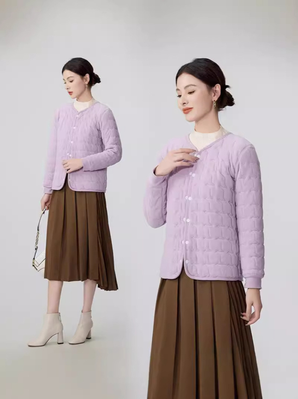Jachetă din bumbac cu căptușeală fleece, potrivită pentru toamnă și iarnă, croială aproape de corp, ușoară, guler în V, model 3D, țesătură poliester