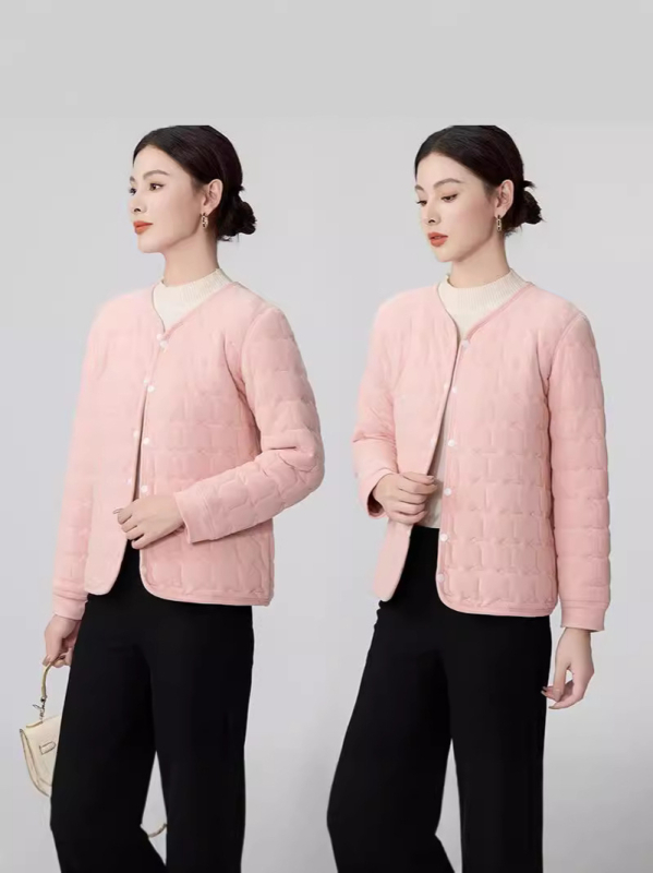 Jachetă din bumbac cu căptușeală fleece, potrivită pentru toamnă și iarnă, croială aproape de corp, ușoară, guler în V, model 3D, țesătură poliester