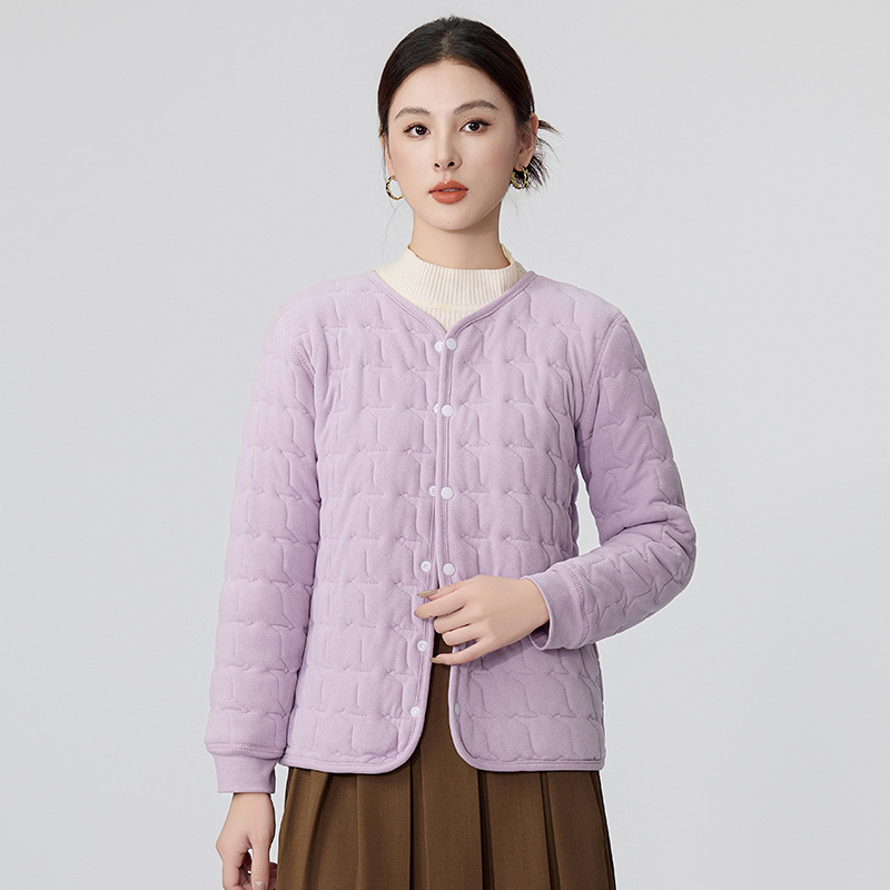 Jachetă din bumbac cu căptușeală fleece, potrivită pentru toamnă și iarnă, croială aproape de corp, ușoară, guler în V, model 3D, țesătură poliester
