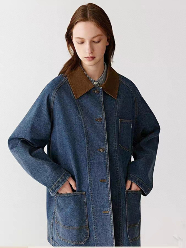 Женски дънков комплект: дънково яке и дънки, памук-еластичен деним, дълги ръкави, Яка: Ревер, Обикновена дължина 50–65 cm (Дънков плат; Памук 95%+; Версия: конвенционална; Сезон: есен 2025)