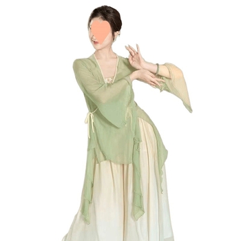 Costum de dans pentru repetiții, țesătură din fibre de acril cu amestec de poliester, guler fără, etichetă fără, potrivit pentru dans modern și examene de artă