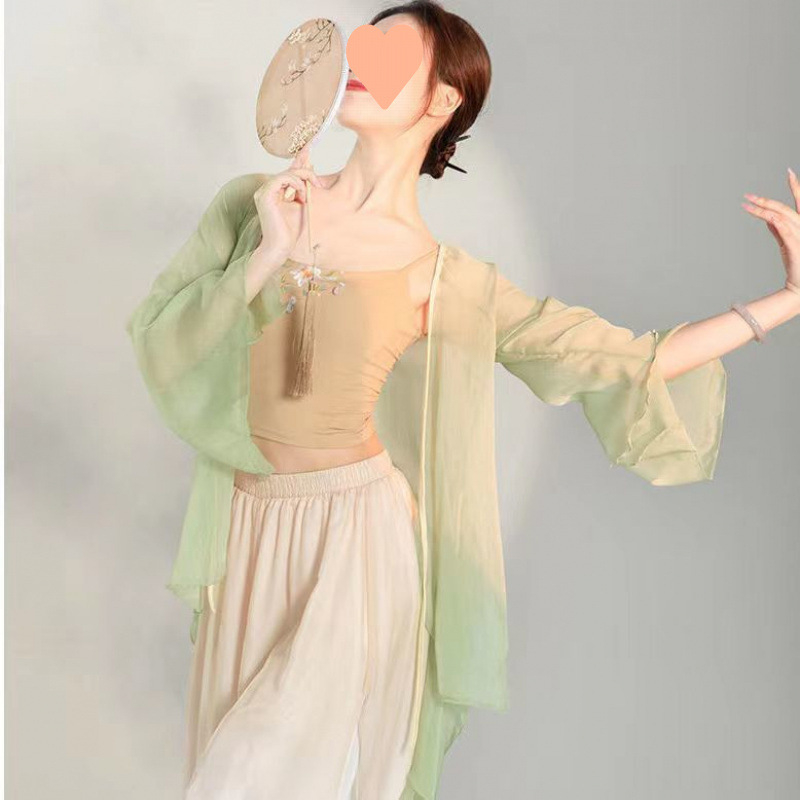 Costum de dans pentru repetiții, țesătură din fibre de acril cu amestec de poliester, guler fără, etichetă fără, potrivit pentru dans modern și examene de artă