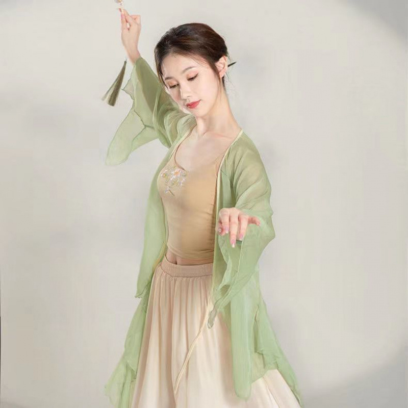 Costum de dans pentru repetiții, țesătură din fibre de acril cu amestec de poliester, guler fără, etichetă fără, potrivit pentru dans modern și examene de artă