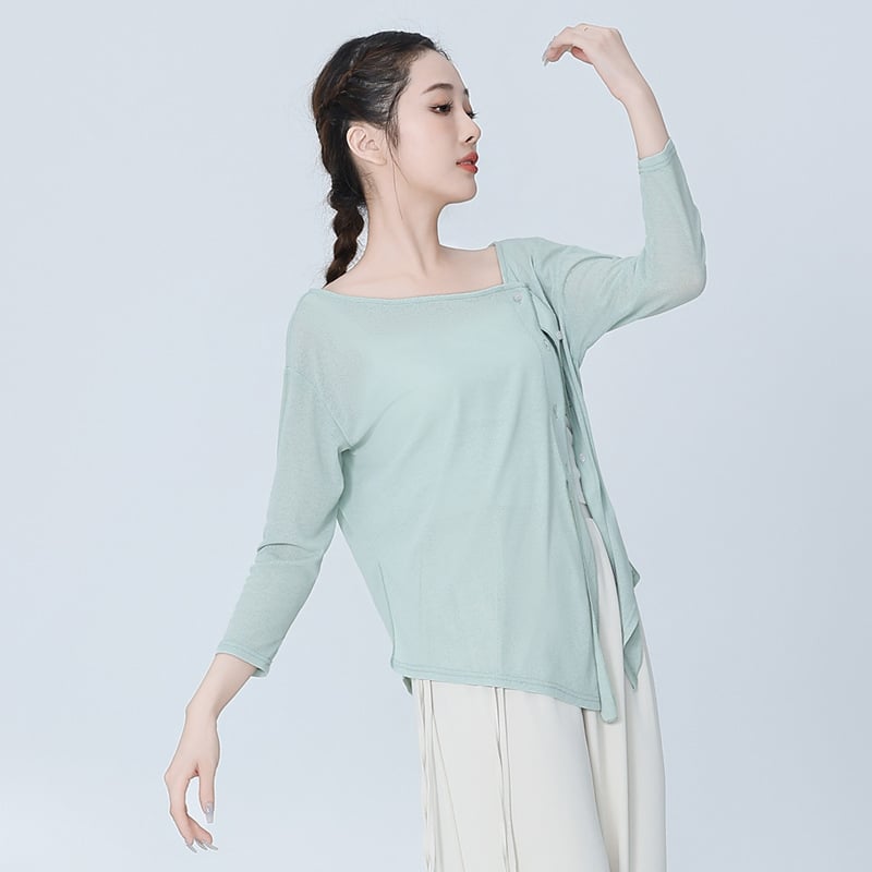 Női modern tánckardigán, hosszú ujjú edzőtop, szöveti tartalom 50-70%, 2023 nyár