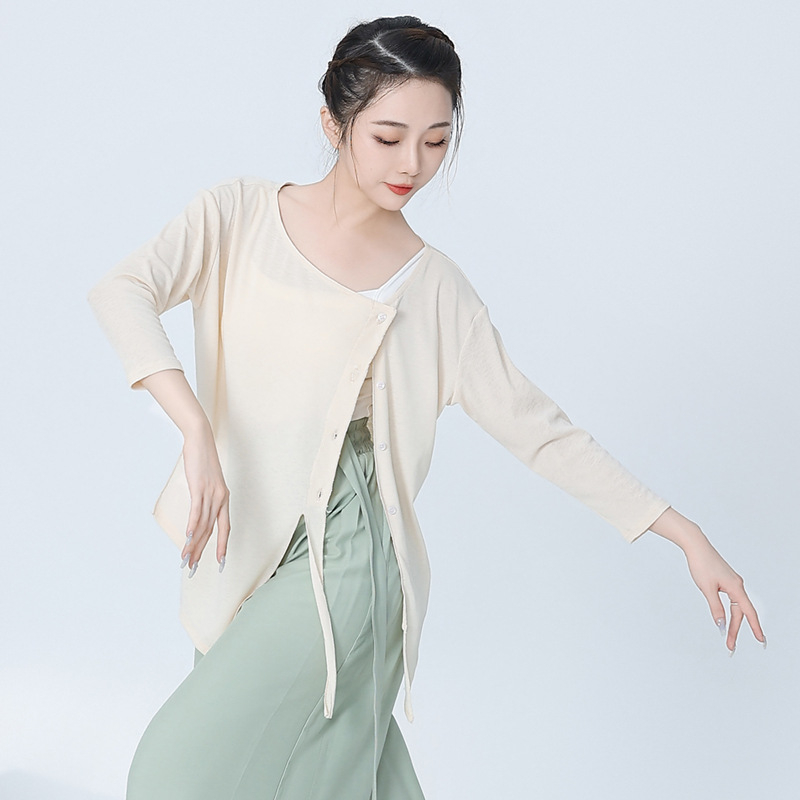 Női modern tánckardigán, hosszú ujjú edzőtop, szöveti tartalom 50-70%, 2023 nyár