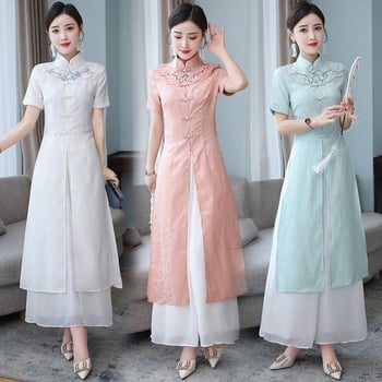 Cheongsam ruha, női kínai stílus, 2025 nyár, pamutfonal, fő anyag: kecskebőr